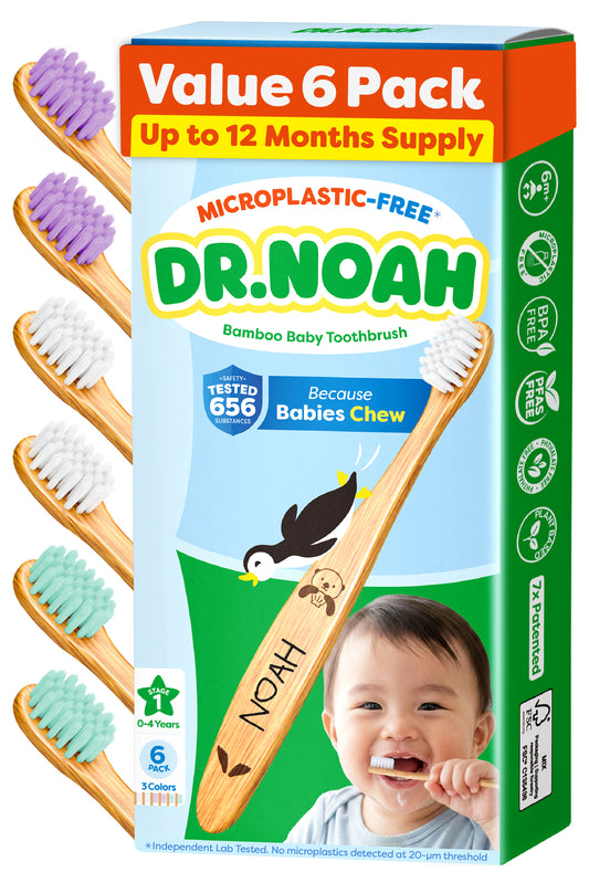 Dr. Noah Bamboo Baby & Toddler Toothbrush 6 Pack