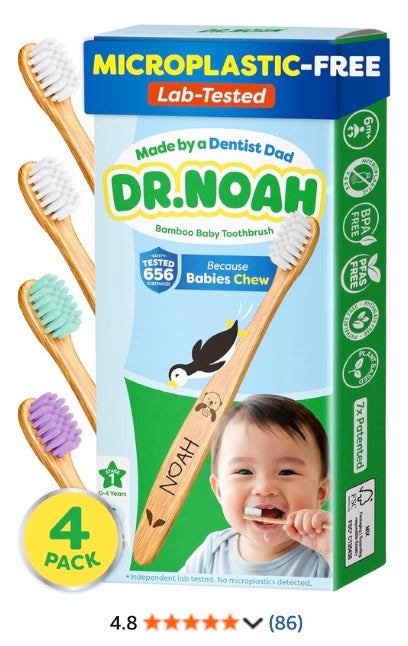 Dr. Noah Bamboo Baby & Toddler Toothbrush 4 Pack