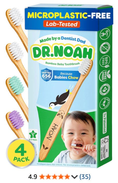 Dr. Noah Bamboo Baby & Toddler Toothbrush 4 Pack